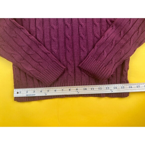 Cotton Emporium Cable Knit Sweater Burgundy Red Womens M Cropped Pullover NWT - Picture 3 of 8